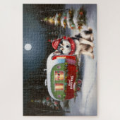 冬シベリアのハスキーキャラバンクリスマスアドベンチャー ジグソーパズル (縦)