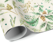 冬ジュニパー松のギフトラップが白 ラッピングペーパー (ロールコーナー)