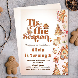 冬ジンジャーブレッドクリスマスクッキー誕生日パーティー 招待状