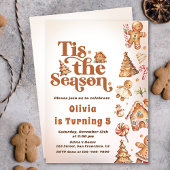 冬ジンジャーブレッドクリスマスクッキー誕生日パーティー 招待状