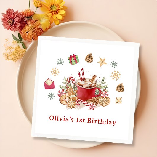 冬ジンジャーブレッドクリスマスクッキー誕生日 スタンダードカクテルナプキン