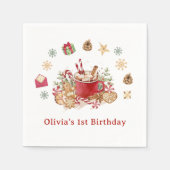 冬ジンジャーブレッドクリスマスクッキー誕生日 スタンダードカクテルナプキン (正面)