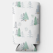 冬スカンジナビアの木の手のパタ絵を描ーン スリム缶クーラー (正面)