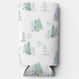 冬スカンジナビアの木の手のパタ絵を描ーン スリム缶クーラー