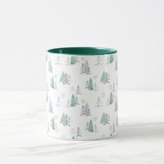 冬スカンジナビアの木の手のパタ絵を描ーン マグカップ (中央)