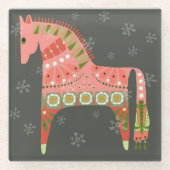 冬スカンジナビアの馬ガラスコースター ガラスコースター (正面)