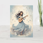 冬スカンジボホギターガールクリスマスミュージック シーズンカード (裏面)