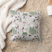 冬スキー山スキー場風景 クッション (ブランケット)