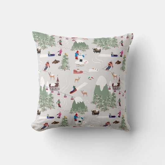 冬スキー山スキー場風景 クッション (正面)