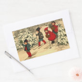 冬スキー 長方形シール (封筒)