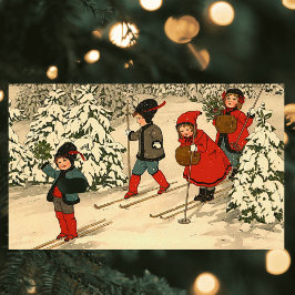 冬スキー 長方形シール