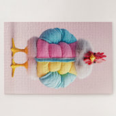 冬スタイリッシュのフグカラフルジャケットの鶏肉 ジグソーパズル (横)