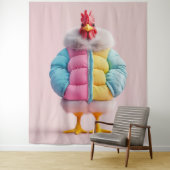 冬スタイリッシュのフグカラフルジャケットの鶏肉 タペストリー (インサイチュ)