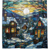 冬ステンドグラスのシャワーカーテン シャワーカーテン (正面)