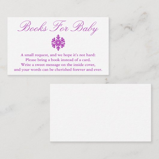 冬スノーフレーク赤ちゃんシャワーブックベビーカード エンクロージャーカード (正面/裏面)