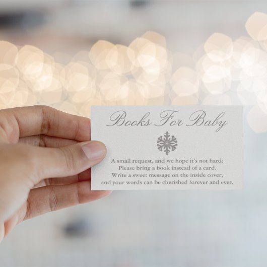 冬スノーフレーク赤ちゃんシャワーブックベビーカード エンクロージャーカード