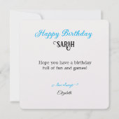 冬スノーボードテーマ子供の誕生日ケーキ カード (裏面)