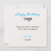 冬スノーボードテーマ子供の誕生日ケーキ カード (裏面)