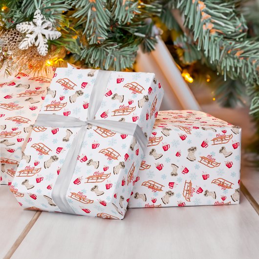 冬チョコレート雪の水の色のパターン名 ラッピングペーパー