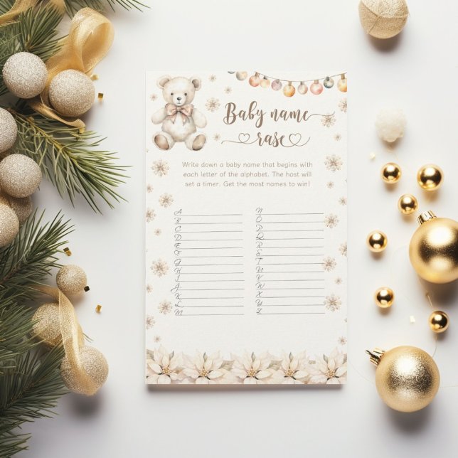 冬テディベアベビー名レース赤ちゃんシャワーゲーム (クリエイターアップロード済み)