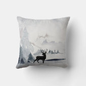 冬トナカイ素朴グレイ水色 クッション (裏面)