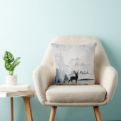 冬トナカイ素朴グレイ水色 クッション (椅子)