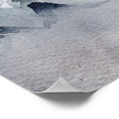 冬トナカイ素朴グレイ水色 ポスター (角)