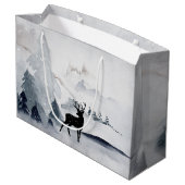 冬トナカイ素朴グレイ水色 ラージペーパーバッグ (裏面アングル)