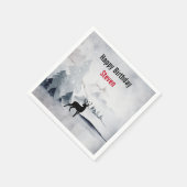 冬トナカイ素朴グレーウォーター誕生日 スタンダードカクテルナプキン (角)