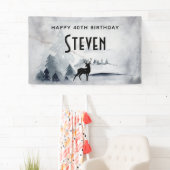 冬トナカイ素朴グレーウォーター誕生日 横断幕 (インサイチュ)