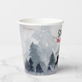 冬トナカイ素朴グレーウォーター誕生日 紙コップ (正面)