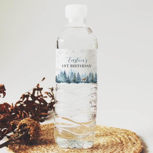 冬トナカイ誕生日パーティウォーターボトルラベル ペットボトルラベル