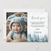 冬トナカイ誕生日写真サンキューカード サンキューカード (正面)