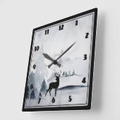 冬トナカ素朴イ灰色水彩 スクエア壁時計 (傾斜)