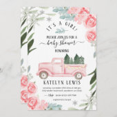 冬トラックベビーシャワー招待状フローラ 招待状 (正面/裏面)