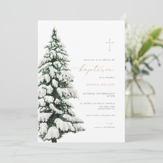 冬バプテスマ招待状クリスマス《キリスト教》洗礼式や命名式 招待状 (スタンド正面)