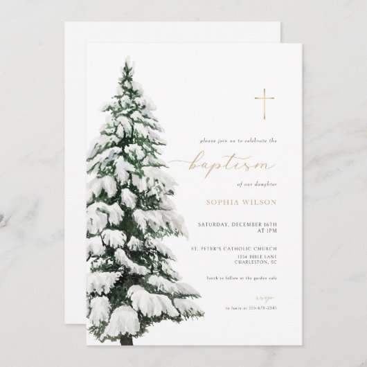 冬バプテスマ招待状クリスマス《キリスト教》洗礼式や命名式 招待状 (正面/裏面)