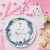 冬バプテスムブルーリース紙プレート ペーパープレート (パーティー)