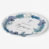 冬バプテスムブルーリース紙プレート ペーパープレート (アングル)