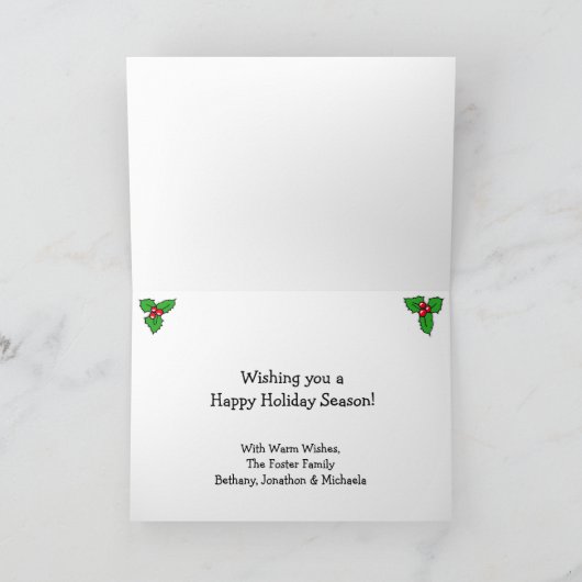 冬パーソナライズされたのクリスマスにかわいいペンギン カード (内部)