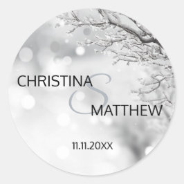 冬パーソナライズされたのワンダーランド雪の結婚シール ラウンドシール