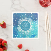 冬パーソナライズされたの雪結婚片 |ナプキン スタンダードカクテルナプキン (インサイチュ)