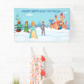 冬パーソナライズされたプリンセスファ王室のミリ誕生日 横断幕 (インサイチュ)