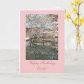 冬パーソナライズされた池誕生日カードテンプレート カード (黄色い花)