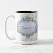 冬パーソナライズされた白のバラ結婚ズマグ ツートーンマグカップ (左)