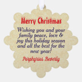 冬パーソナライズされた窓花アート オーナメントカード (裏面)