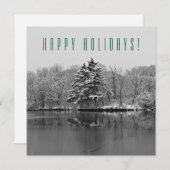 冬パーソナライズされた雪白黒クリスマス シーズンカード (正面/裏面)