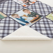 冬パーソナライズされた青グレープレイド写真コラージュ シェルパブランケット (3/4)