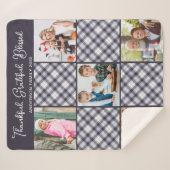 冬パーソナライズされた青グレープレイド写真コラージュ シェルパブランケット (正面(横))