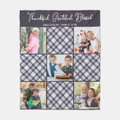 冬パーソナライズされた青グレープレイド写真コラージュ フリースブランケット (正面)